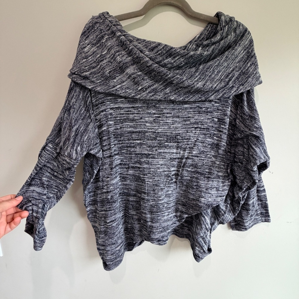 Jones New York Sport Woman Sweater Womens 1X Space Dye Cowl Neck Flowy Boxy